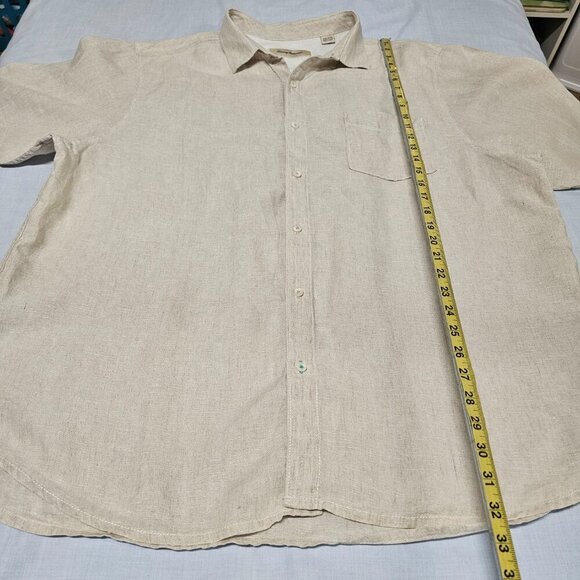 Tommy Bahama Button Up Men Shirt Size XXL Sand 100% Linen - Picture 6 of 11
